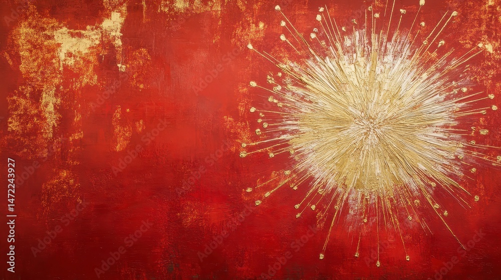 Aufkleber Red And Gold Abstract Burst Background Texture
