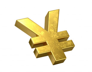 Fototapeta premium Gold Japanese Yen Symbol on White Isolated Background, Financial Symbol, Economic Illustration.