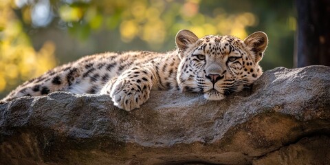 Fototapeta premium Majestic leopard portrait highlighting its unique markings.