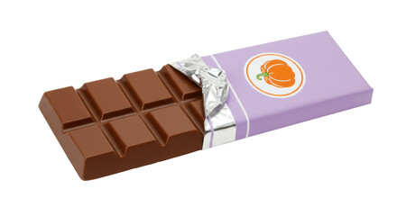 Isolated Chocolate Bar in Open Wrapper