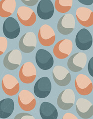 Abstract Retro Eggs on Blue Background