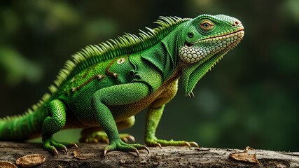 Obraz premium Emerald Iguana on See-Through Background for Design