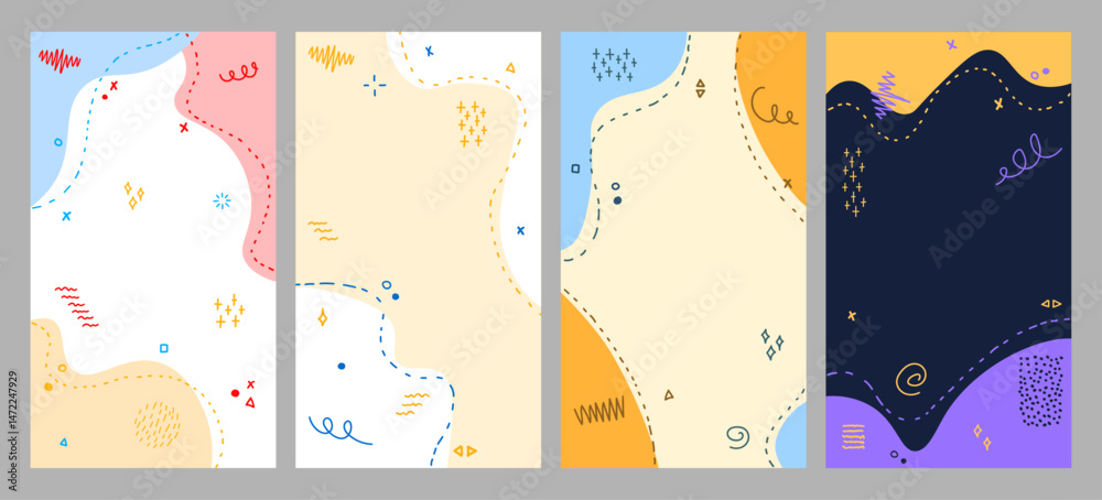 Canvas Prints vector illustration. hand drawn memphis pattern elements and dotted lines. doodle childish backgroun