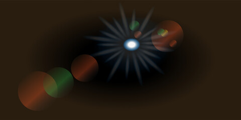 Lens flare and light overlay on black background. orange color. Lens Flare, Sun Flare on black background. Optical Flare effect illustration. lens effects for overlay designs or screen blending mode