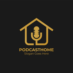 Real estate podcast logo inspiration. Podcast home house real estate logo.