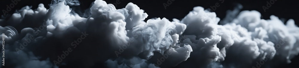 Aufkleber Abstract image of swirling white smoke against a dark background, creating a dramatic and moody atmosphere.  Perfect for design projects needing a textured, ethereal feel. : Generative AI