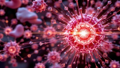 Microscopic View of a Virus and Its Infection Process with Molecular Structures in Dark Environment