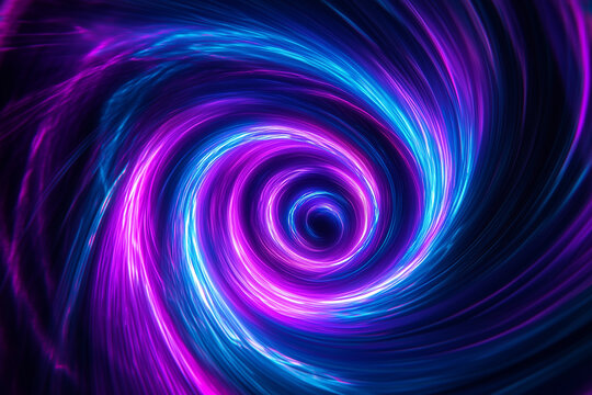 Abstract Swirling Vortex Of Neon Blue And Purple Light