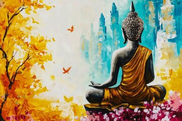 Obraz premium Exploring the symbolism of the Buddha statue in Zen teachings. 