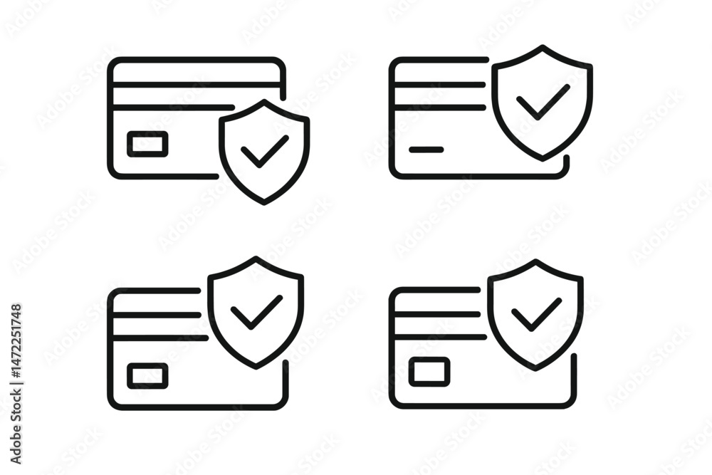 Poster secure payment method icons representing credit card safety and transaction verification for online 