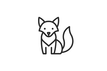 Vector icon of a sitting fox with a bushy tail in a minimalist style for graphic design projects or digital art