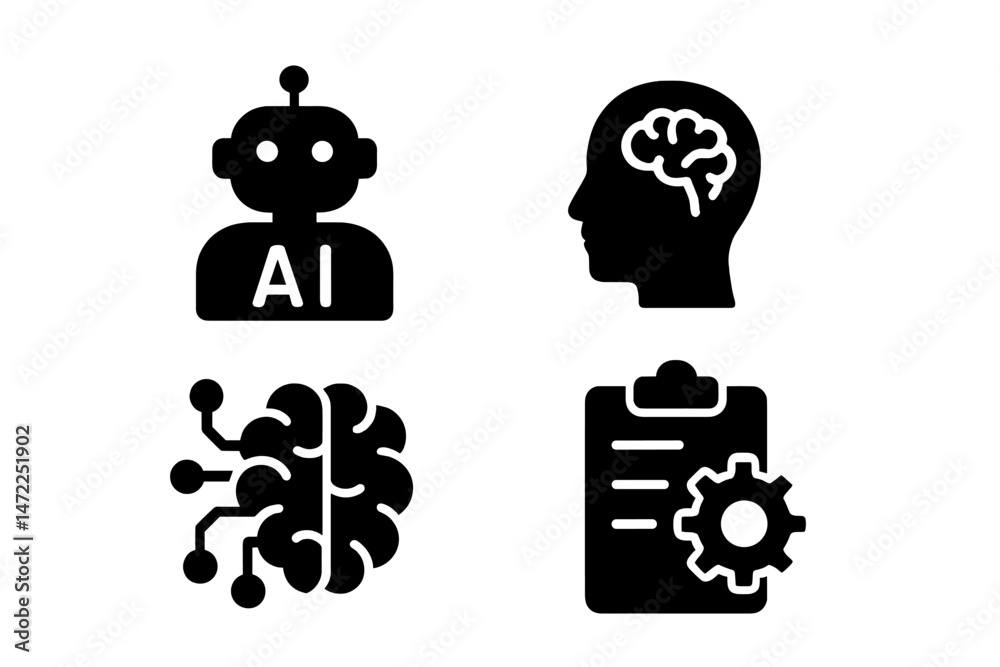 Poster conceptual representation of artificial intelligence, human cognition, and data management using vec