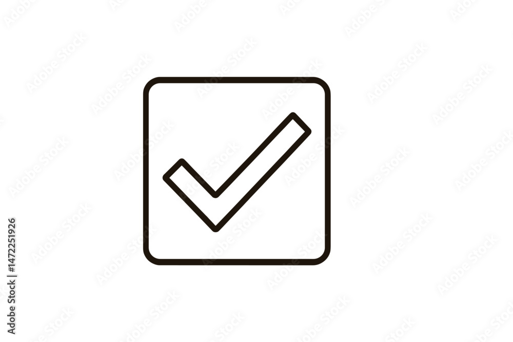 Poster simple vector icon representing a checkmark in a square outline for various design purposes