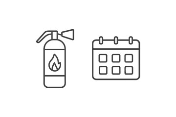 Fire extinguisher and calendar icon representing fire safety planning and emergency preparedness in daily life