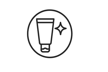 Vector icon depicting a tube of cream with a sparkling star symbol signifying beauty and skincare products
