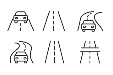 Vector icons representing various road and vehicle scenarios for design and illustration purposes