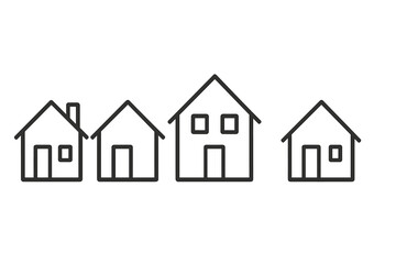 Vector icon representing various house designs in a minimalist style for architectural or design purposes