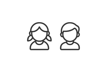 Vector icon representing a girl and a boy in a minimalistic style suitable for various design projects