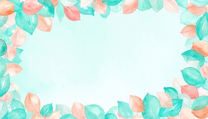 Colorful leaf border decoration digital art nature background light atmosphere close-up view creative design for invitations