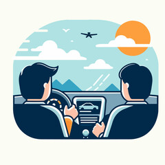 illustration of a person driving a car