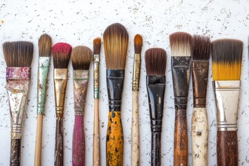 Collection of used paintbrushes
