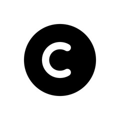 White letter c centered inside a solid black circle creating a simple and minimalist design element image