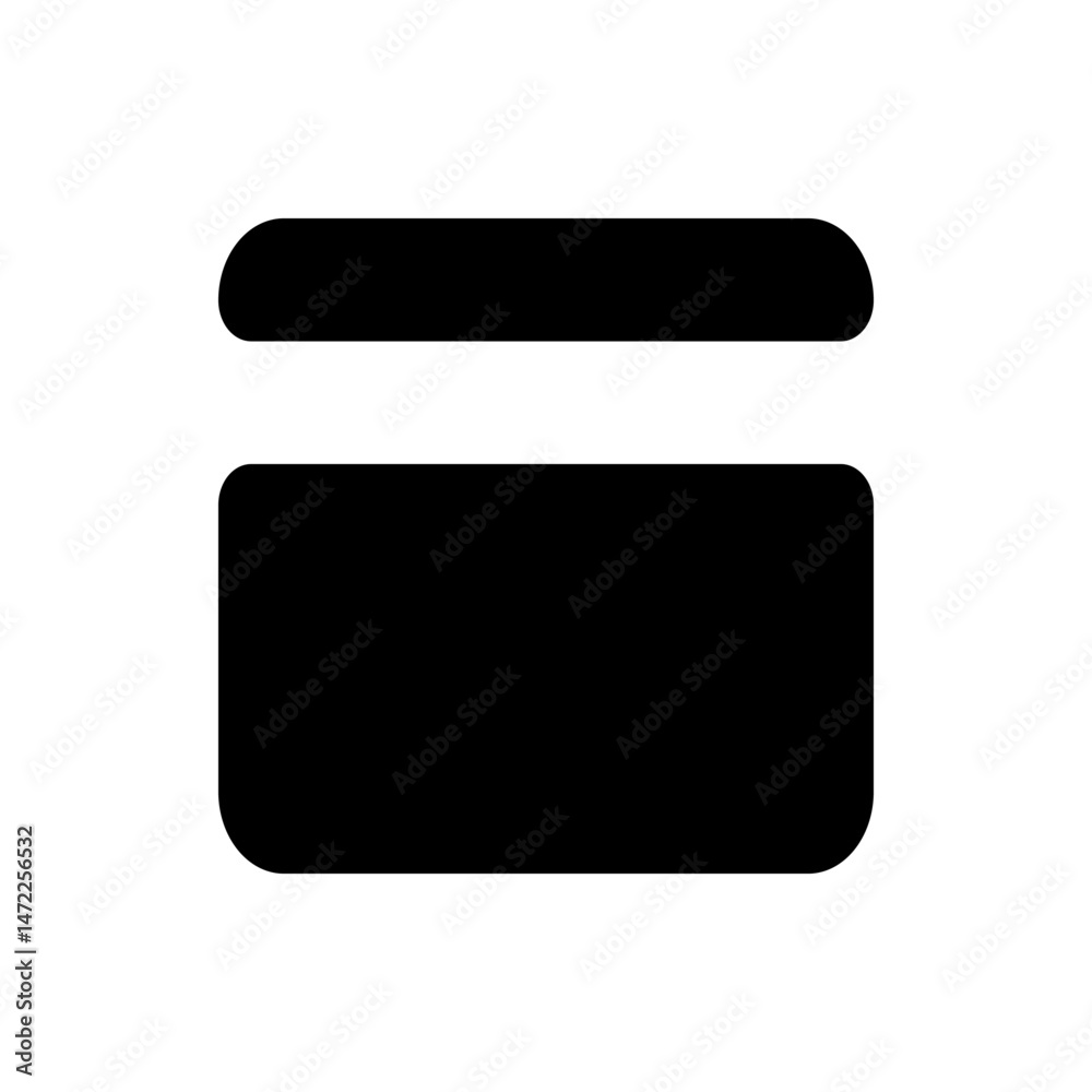 Aufkleber black rounded rectangles stacked vertically with a smaller rectangle on top in a simple design style