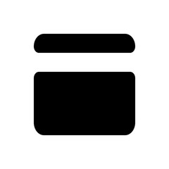 Black rounded rectangles stacked vertically with a smaller rectangle on top in a simple design style