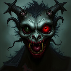 Horrific One-Eyed Beast: A Digital Painting of a Gory, Macabre Creature
