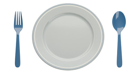 Isolated Plate with Fork and Spoon