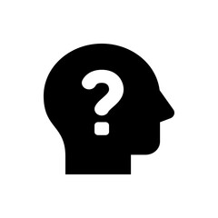 Silhouette of a head with a question mark inside representing thinking and problem solving process concept