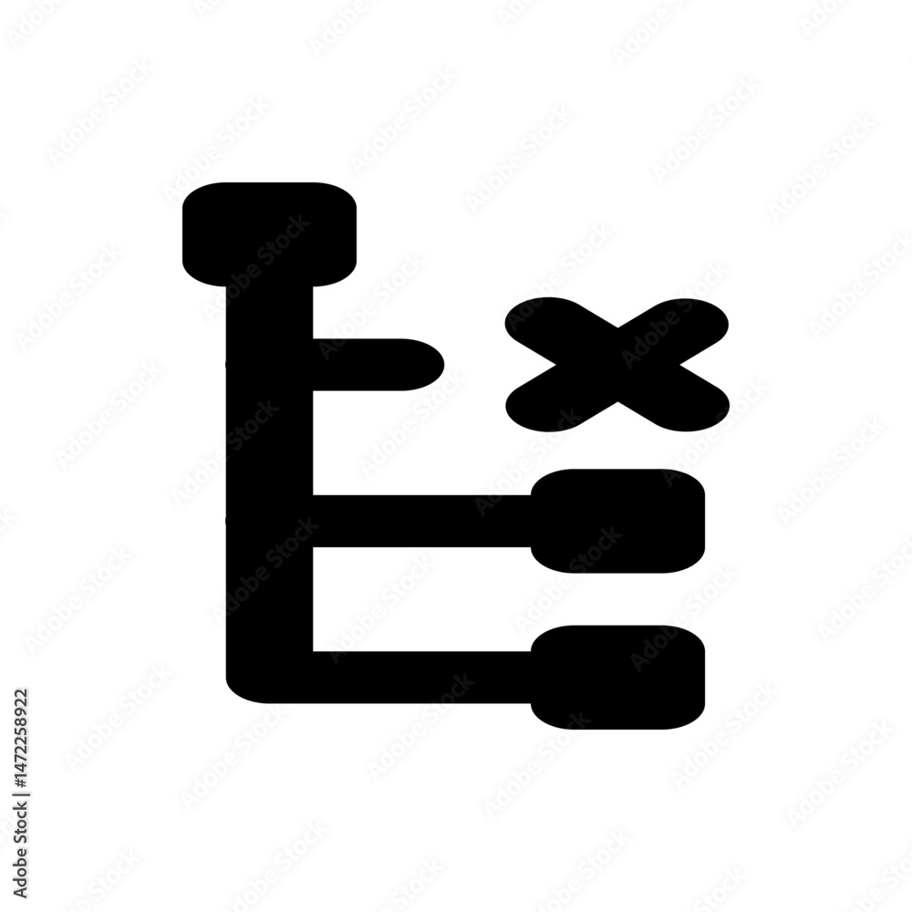 Poster black flowchart with rounded rectangles connected by lines and a cross symbol indicating removal 100
