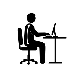 Ergonomic Office Posture Workstation Silhouette Vector