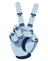 Robotic Hand Gesture Signifying Peace and Unity in Modern Digital Culture