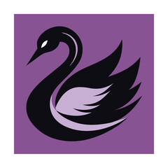 Elegant minimalist swan silhouette against a purple background for branding and design projects