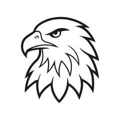 Simple graphic illustration of an eagle head in black and white vector design