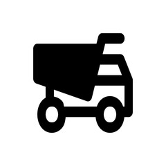 Illustration of a black cement mixer truck with a large container and two wheels on a white background