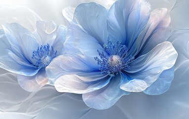 Obraz premium Delicate, light blue flowers with soft, flowing petals.