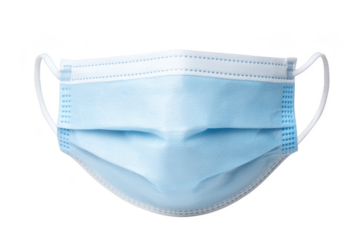Medical face mask with pleats and ear loops. Png, Transparent background.