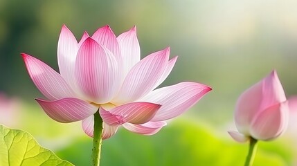 Pink Lotus Flower Blossom in Nature Sunlight