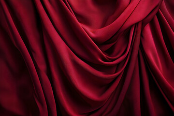 Obraz premium Elegant Deep Red Fabric with Graceful Drapery and Subtle Texture