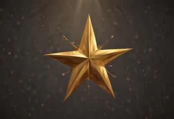 Obraz premium Abstract golden star design, repeating festive Xmas pattern , illustration, motif, wrapping