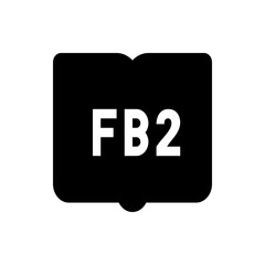 Illustration of a black rounded rectangle with the white letters fb and the number two inside it