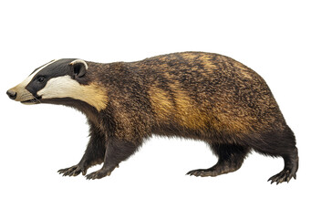 European badger isolated on black background