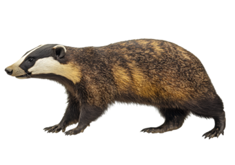 European badger isolated on black background