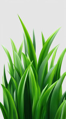 Fototapeta premium Fresh green grass blades rise upwards against a light neutral backdrop, creating a clean, simple nature-inspired design element perfect for sp concepts.