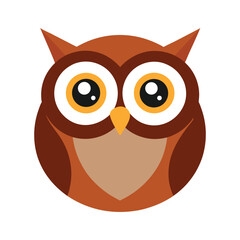Cute brown owl vector illustration depicting wisdom and knowledge isolated on white background