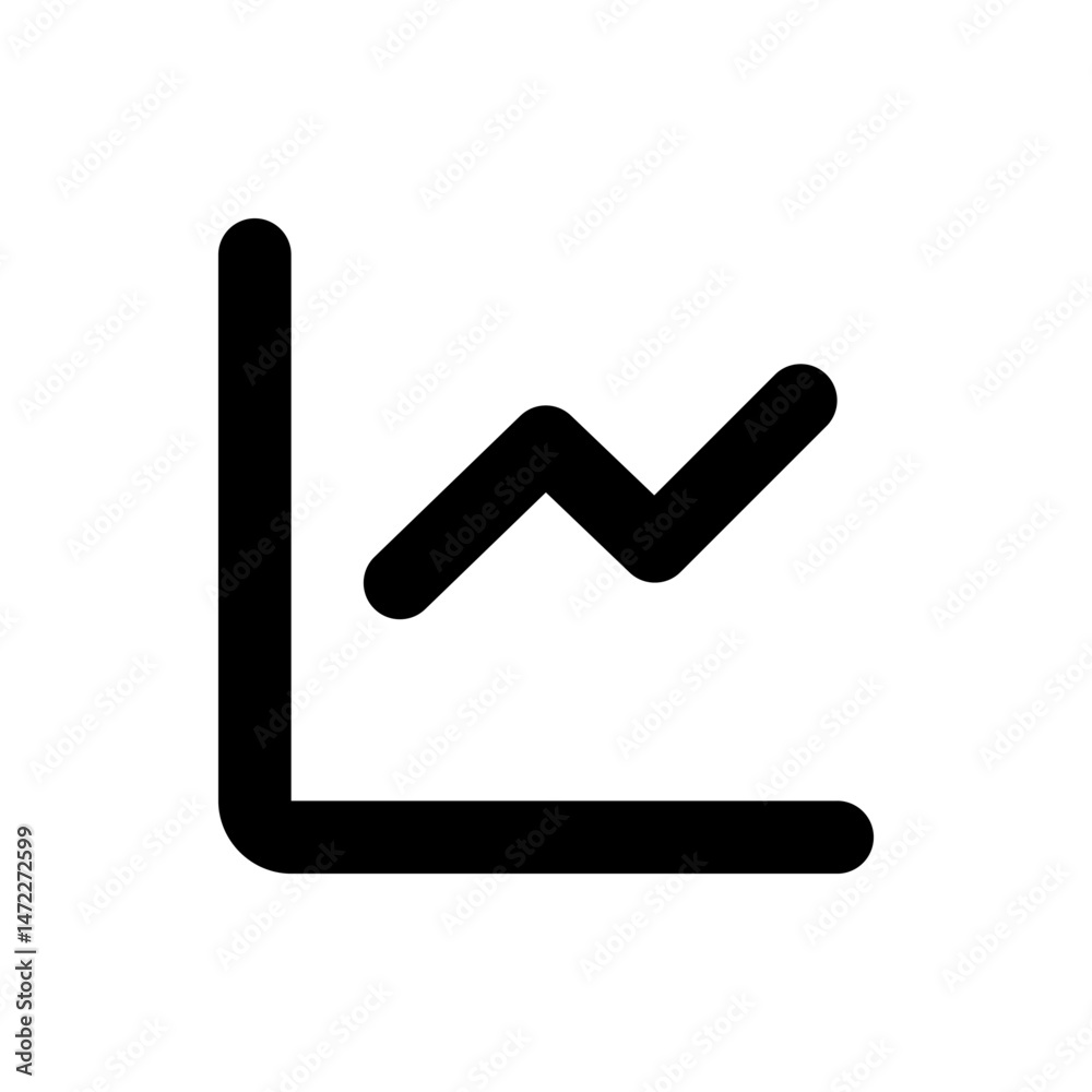 Poster black line graph with vertical and horizontal axis showing an upward trend on a white background ima
