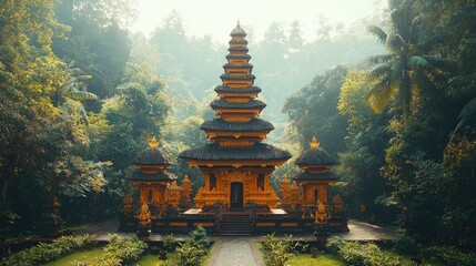 Majestic Indonesian Temple nestled in Lush Jungle