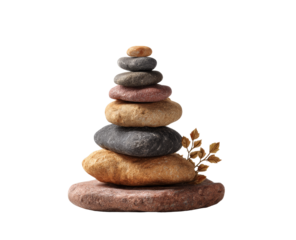 [Transparent Background PNG]Balanced Stones Composition with Natural Elements